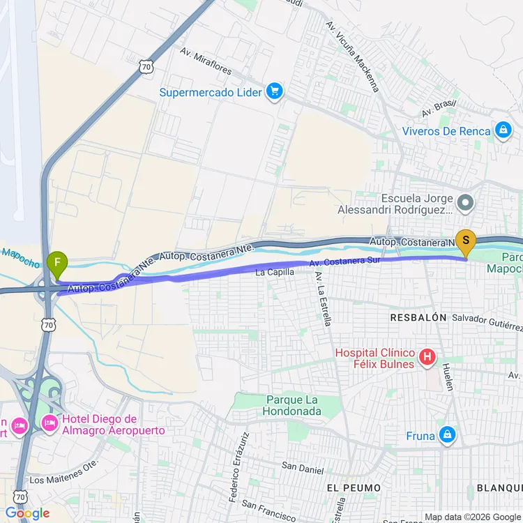 Mapa de Avenida Costanera Sur