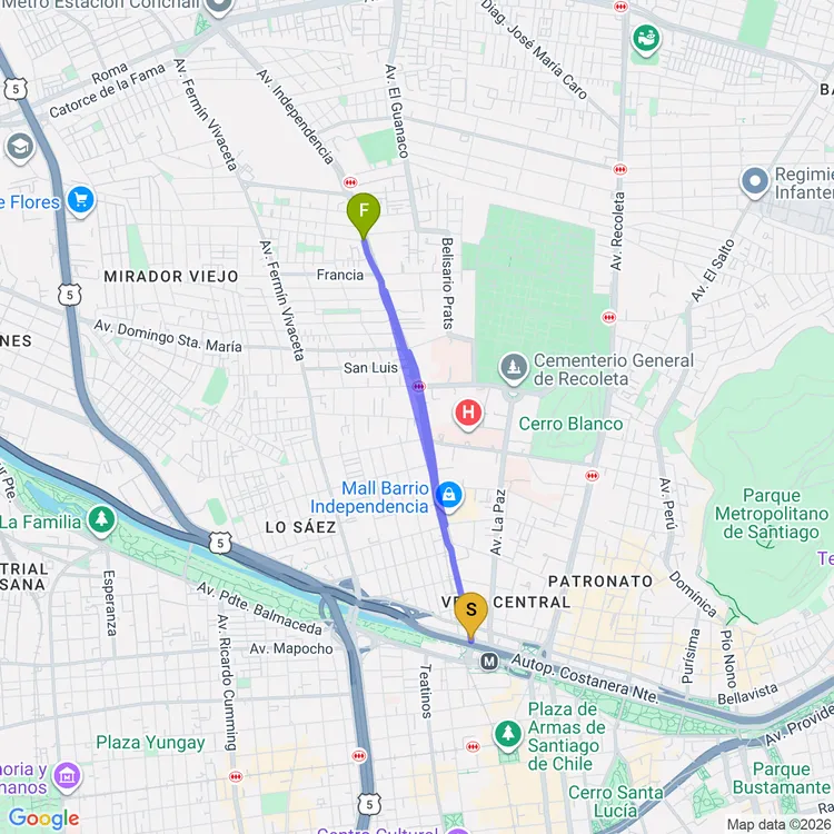 Mapa de Avenida Independencia