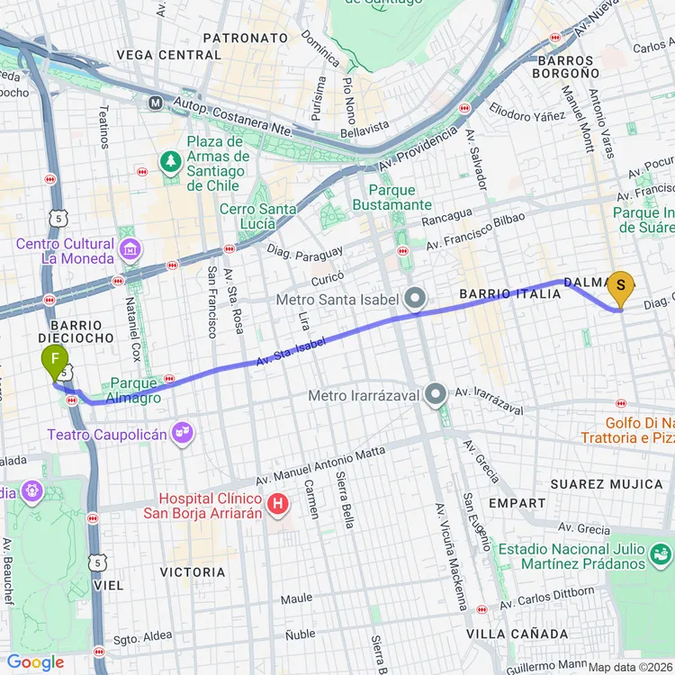 Mapa de Avenida Santa Isabel