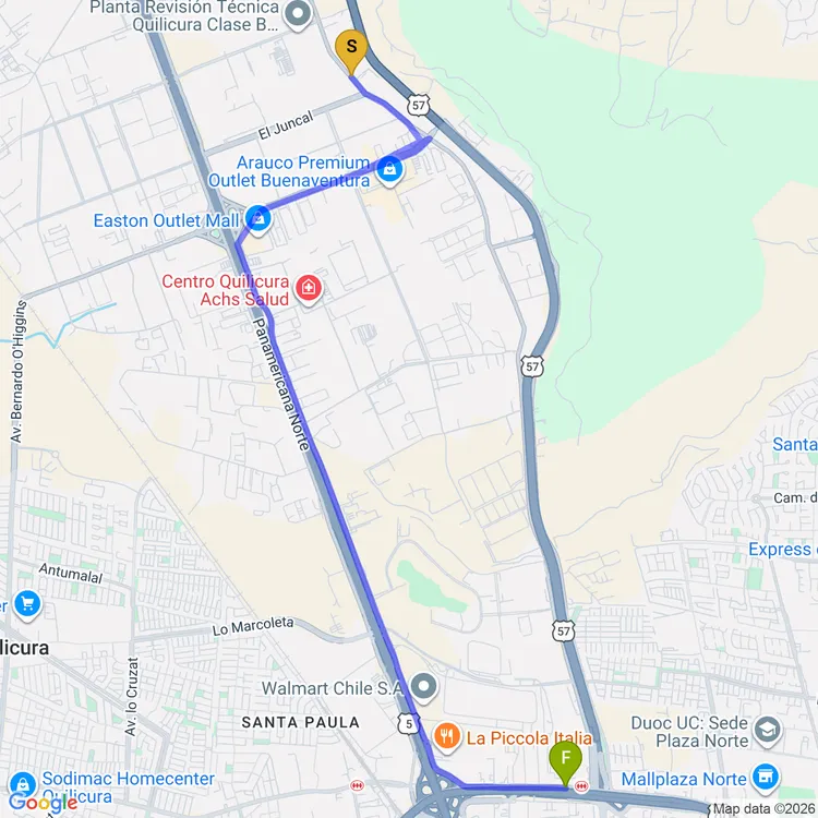 Mapa de B07: (M) Los Libertadores => Parque Industrial