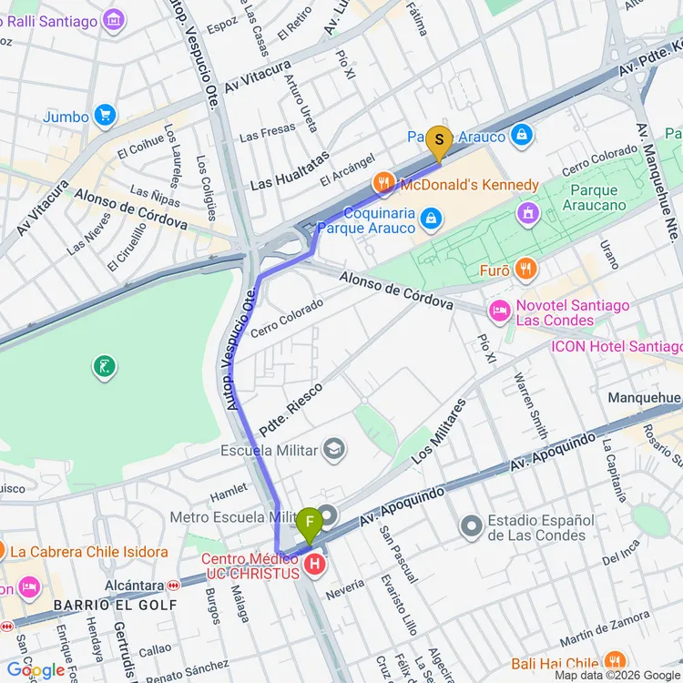 Mapa de C20: (M) Escuela Militar => Parque Arauco