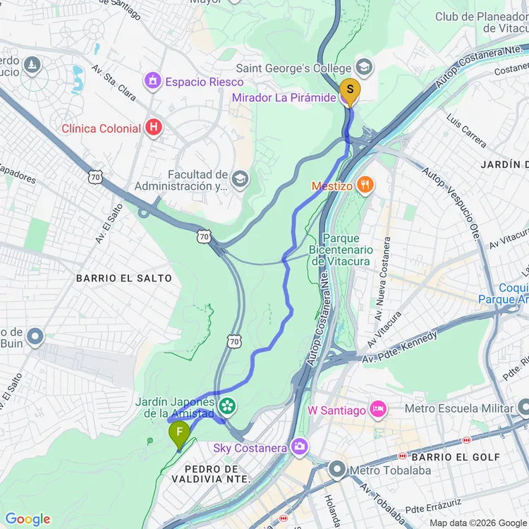 Mapa de Ciclorecreovía Parquemet