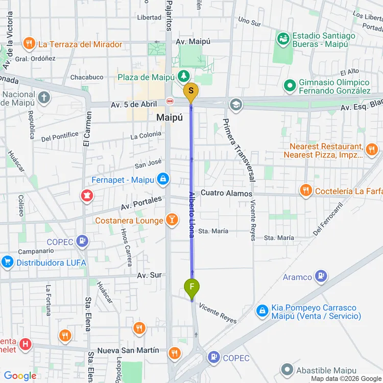Mapa de Ciclovía Alberto Llona