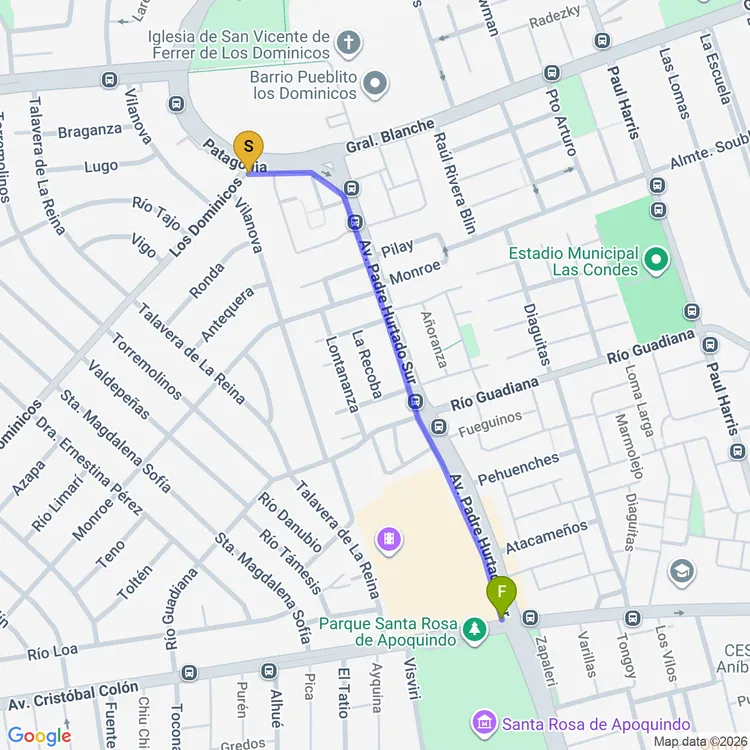Mapa de Ciclovía Avenida Padre Hurtado Sur