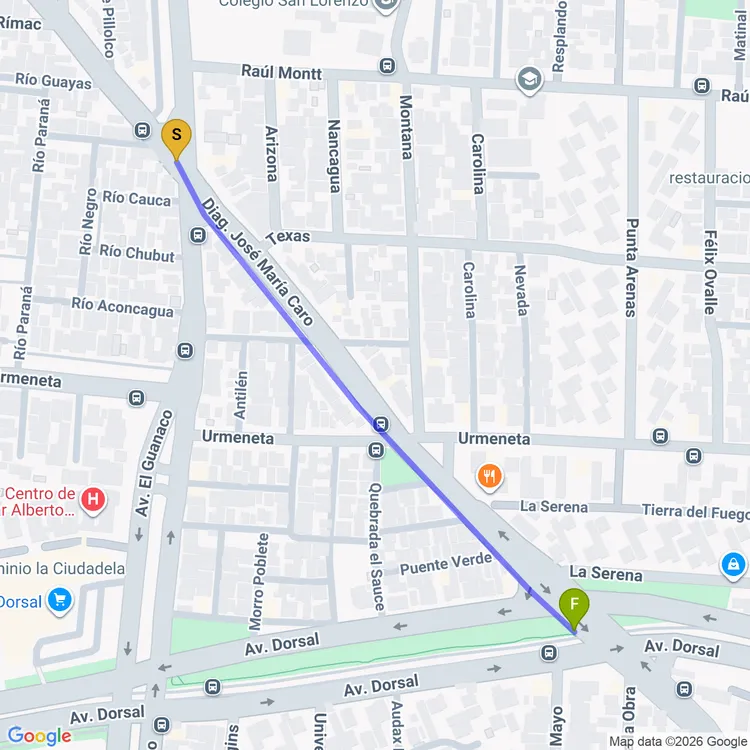 Mapa de Ciclovía Cardenal José María Caro