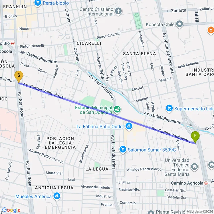 Mapa de Ciclovía Carlos Valdovinos