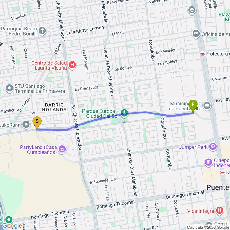 Mapa de Ciclovía Ciudad del Sol