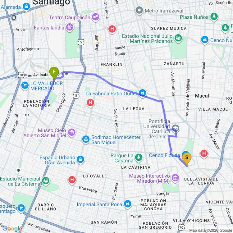 Mapa de Ciclovía de la Infancia