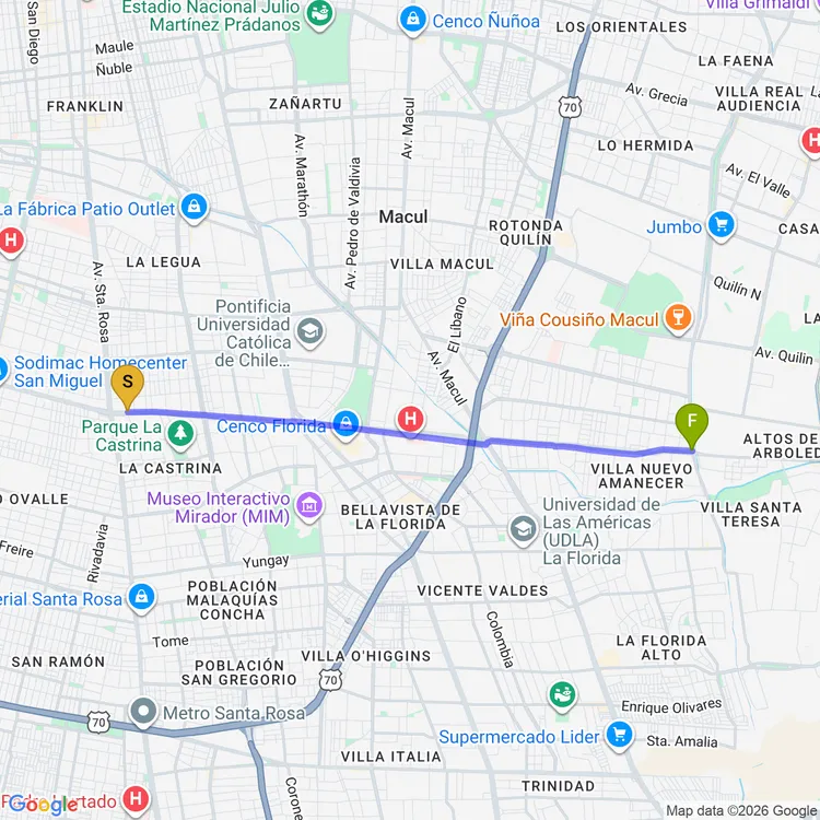 Mapa de Ciclovía Departamental