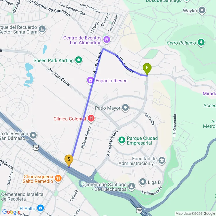 Mapa de Ciclovía El Salto-La Pirámide