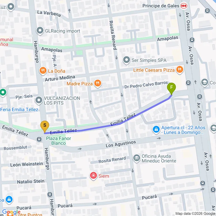Mapa de Ciclovía Emilia Téllez