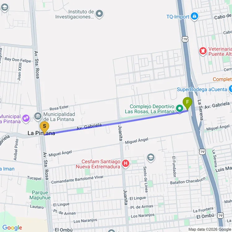 Mapa de Ciclovía Gabriela