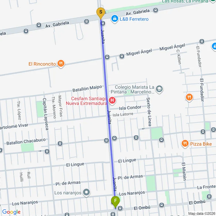Mapa de Ciclovìa Juanita