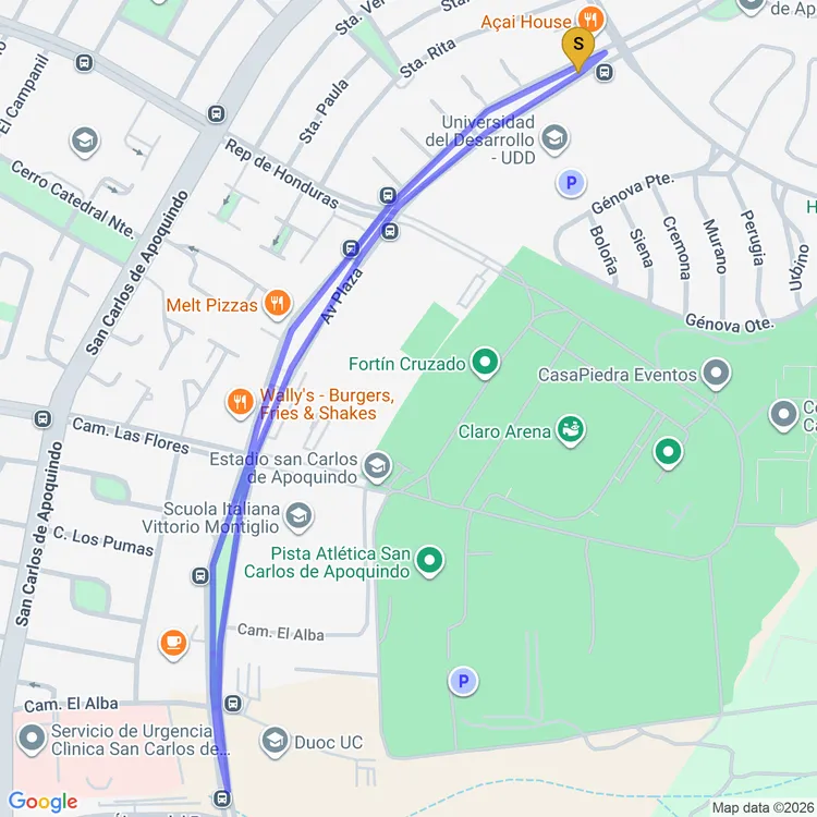 Mapa de Ciclovia La Plaza