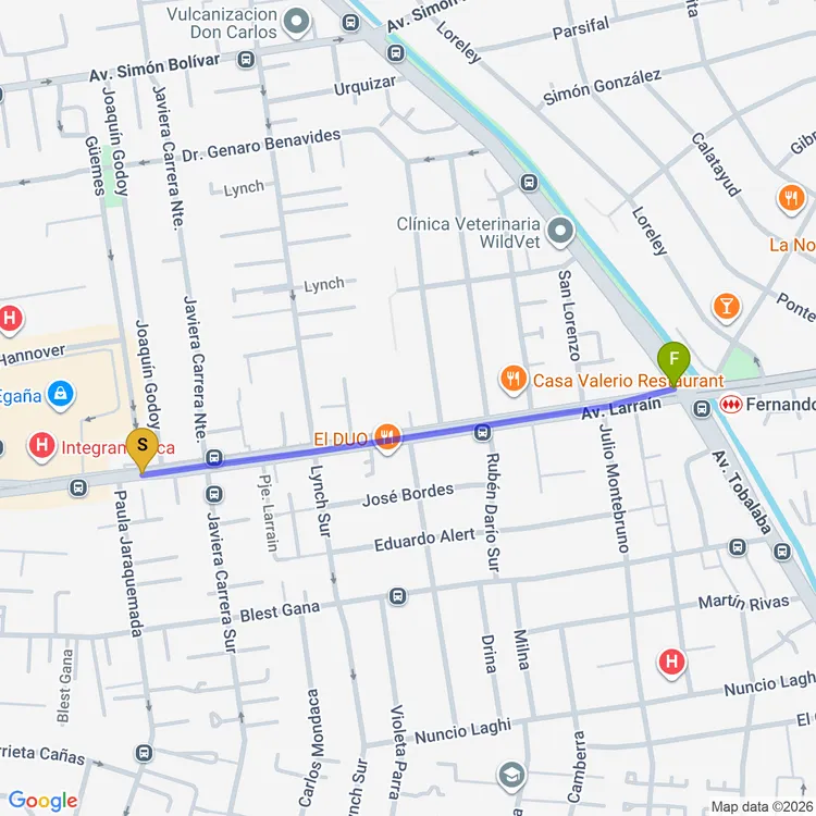 Mapa de Ciclovía Larraín