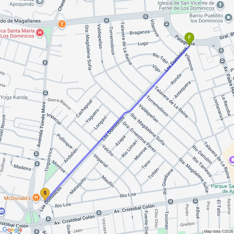 Mapa de Ciclovía Los Dominicos