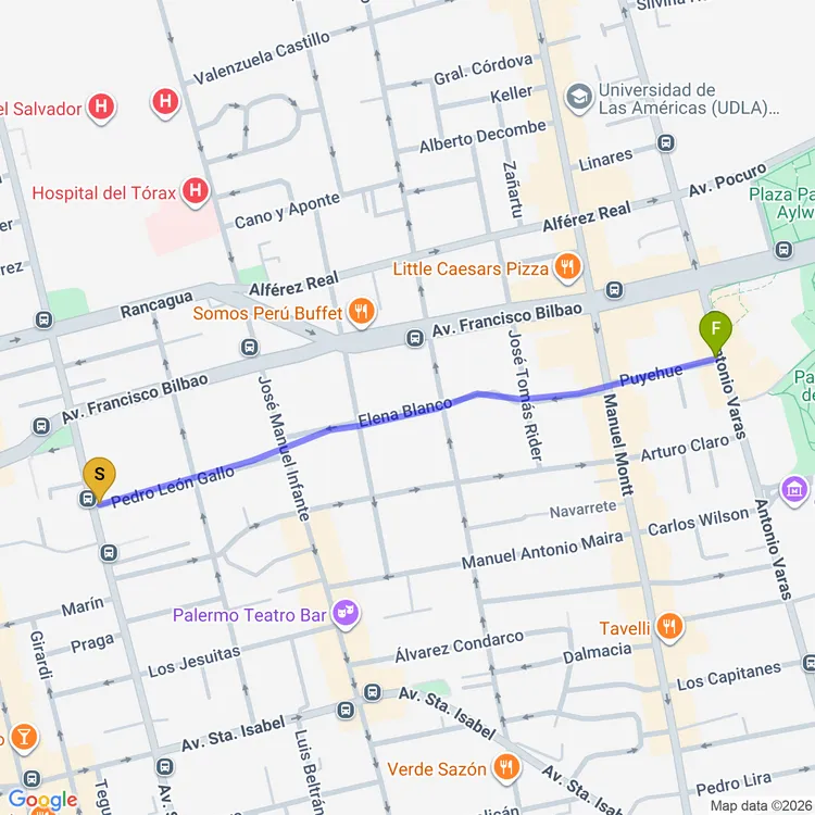 Mapa de Ciclovía Pedro León Gallo