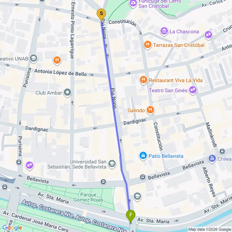 Mapa de Ciclovía Píno Nono