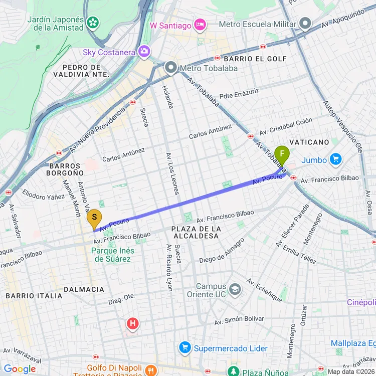 Mapa de Ciclovía Pocuro
