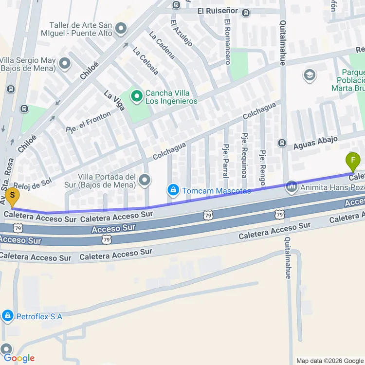 Mapa de Ciclovía Santa Rosa
