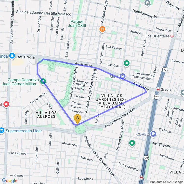 Mapa de Circuito Avenida Capitán Ignacio Carrera Pinto