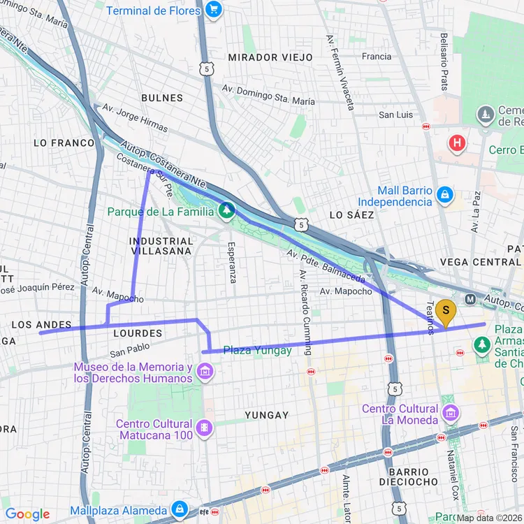 Mapa de Circuito Avenida Costanera Sur