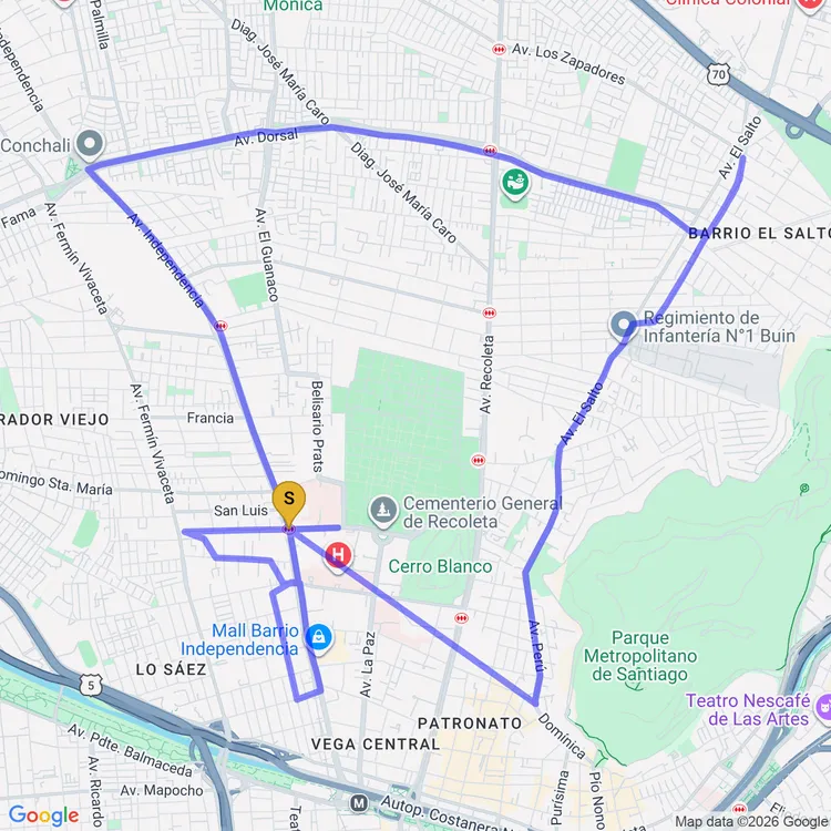 Mapa de Circuito Avenida Independencia