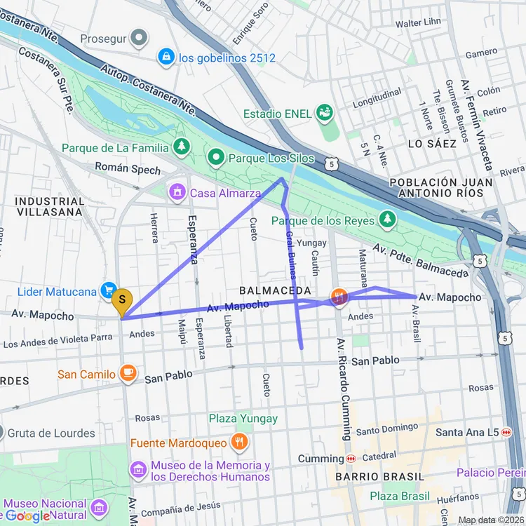Mapa de Circuito Avenida Mapocho