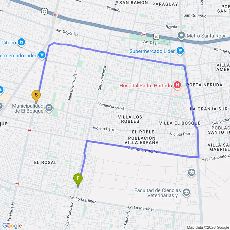 Mapa de Circuito Avenida Observatorio