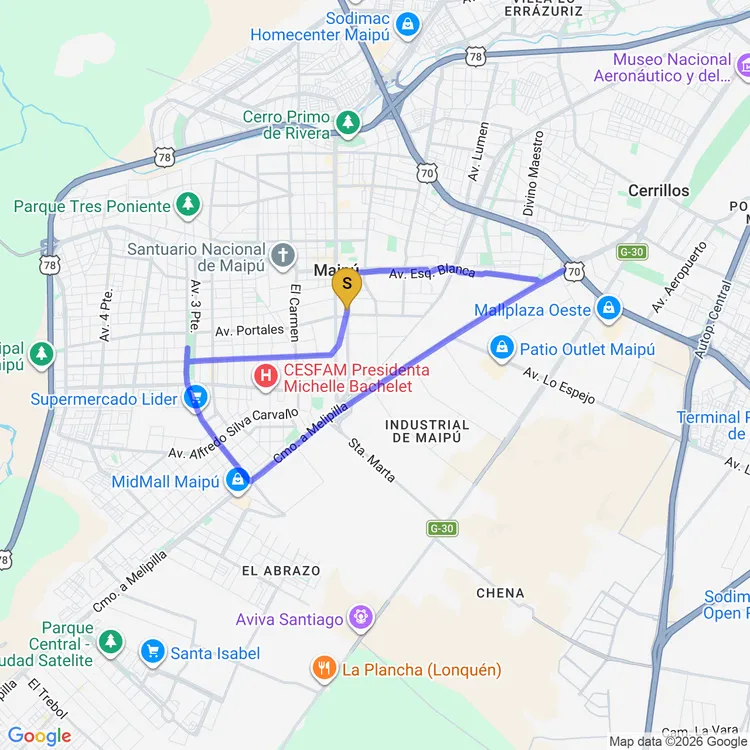 Mapa de Circuito Camino A Melipilla