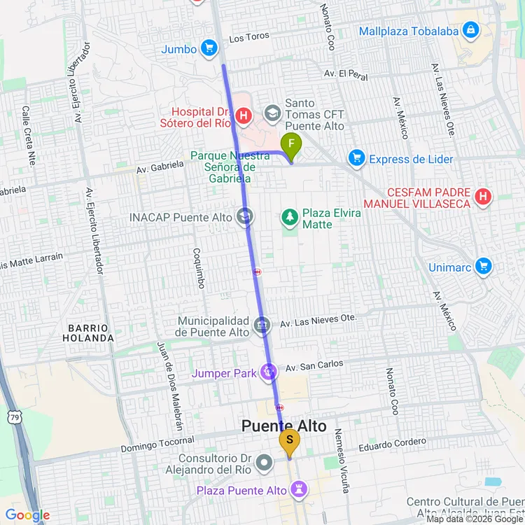 Mapa de Circuito Ciclovía Concha Y Toro