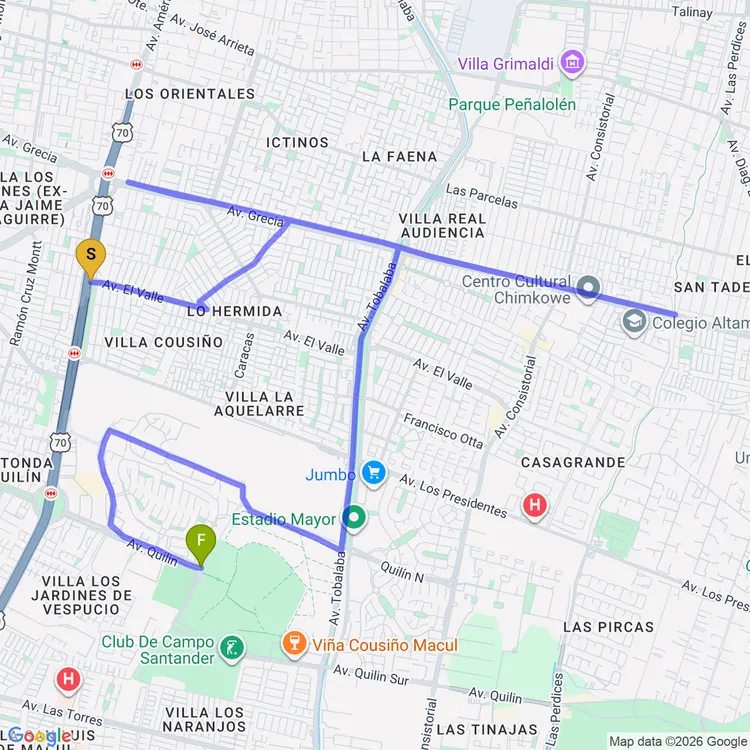 Mapa de Circuito Ciclovia Grecia