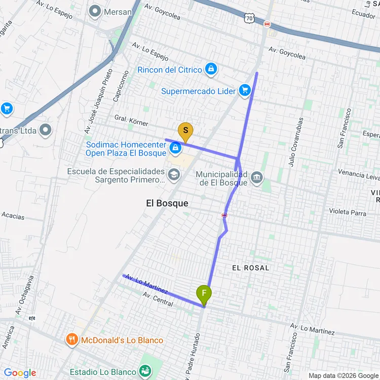 Mapa de Circuito Ciclovía Los Morros