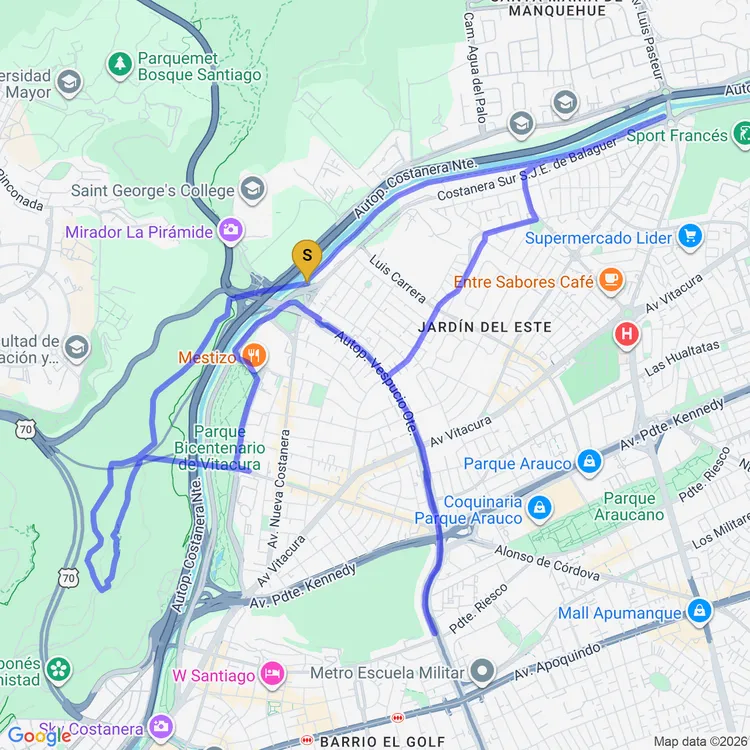 Mapa de Circuito Ciclovía Parque Vespucio