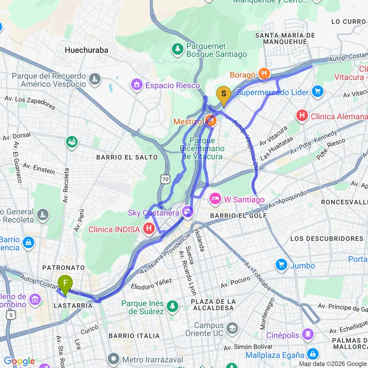 Mapa de Circuito Intercomunal de Parques