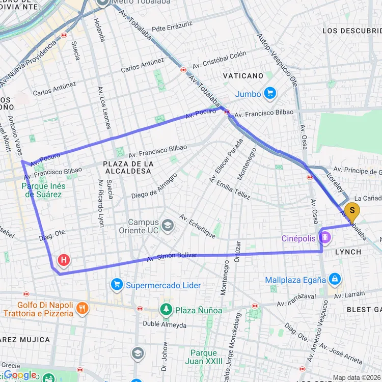 Mapa de Circuito Pista Recreativa Simón Bolívar