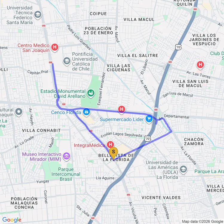 Mapa de Circuito Plaza Cívica de La Florida