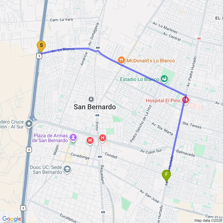 Mapa de De Parque Colón a Parque Lenka Franulic Oriente