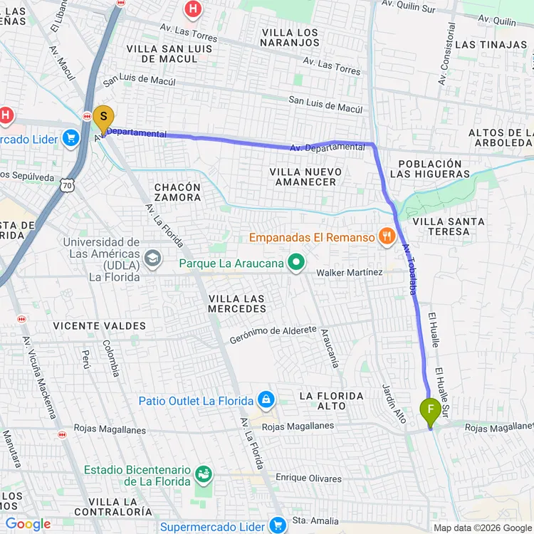 Mapa de De Parque Eduardo Frei Montalva a Parque Avenida Rojas Magallanes