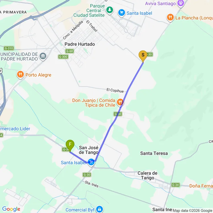 Mapa de De Parque Francisco Coloane a Plaza El Acacio