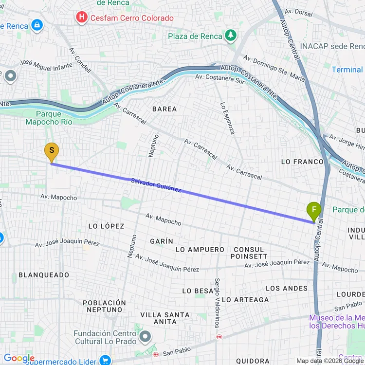 Mapa de De Parque Portales a Plaza Brasil