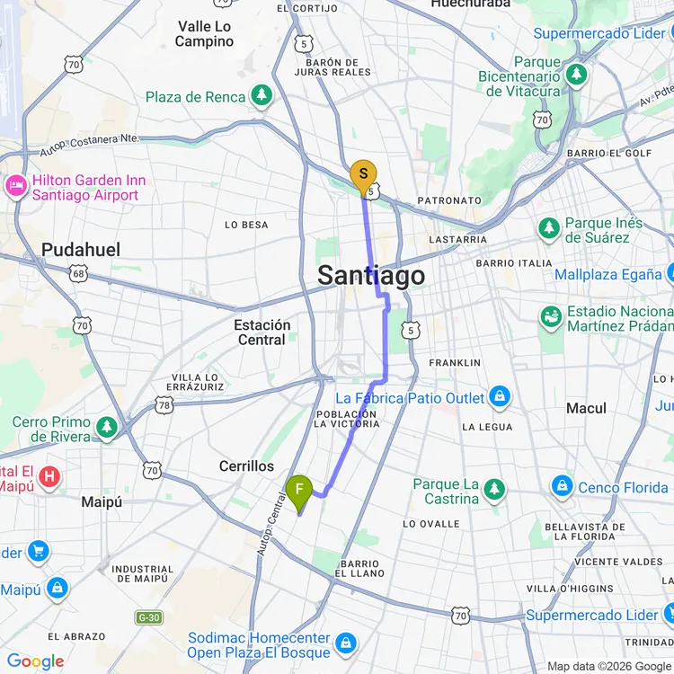 Mapa de De Parque Portales a Plaza Ismael Pardo