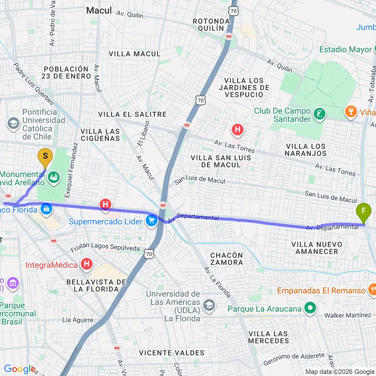 Mapa de De Plaza Doctor Pedro Flores Zepeda a Plaza Padre Llido