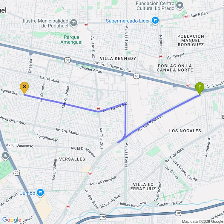 Mapa de De Plaza Lebreles a Parque del Cristo