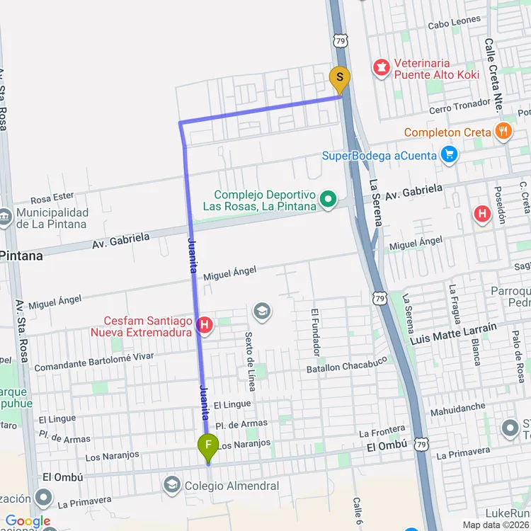 Mapa de De Plaza Punta Galera a Plaza Población Jorge Alessandri 2