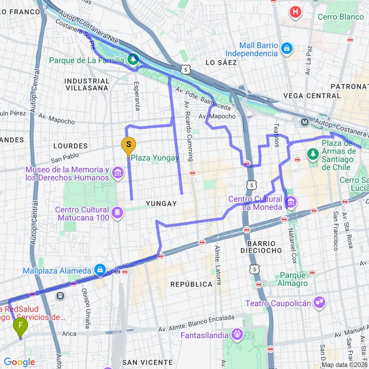 Mapa de Mapocho 42K Tramo Central