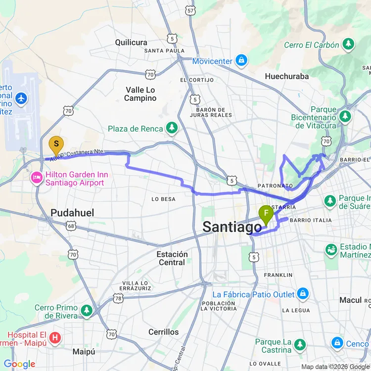 Mapa de San Cristóbal por Pedro de Valdivia