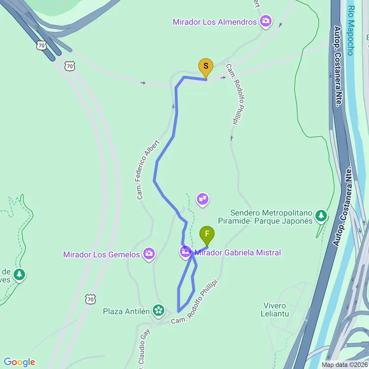 Mapa de Sendero Ciclista Anfiteatro