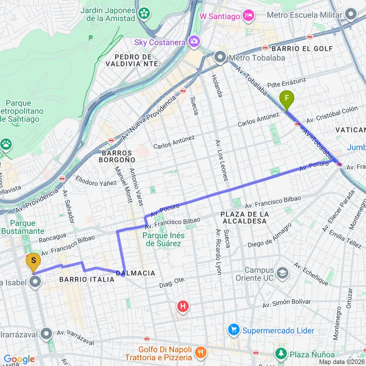 Mapa de Sendero Ciclovía Bilbao