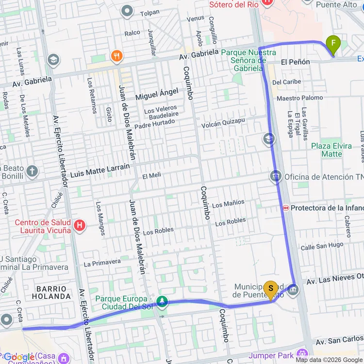 Mapa de Sendero Ciclovía Ciudad Del Sol
